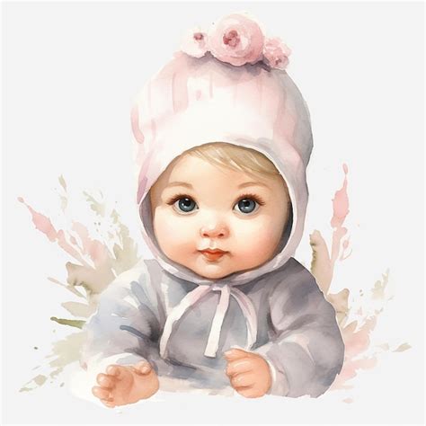 Premium Photo Adorable Baby On Watercolor Illustration