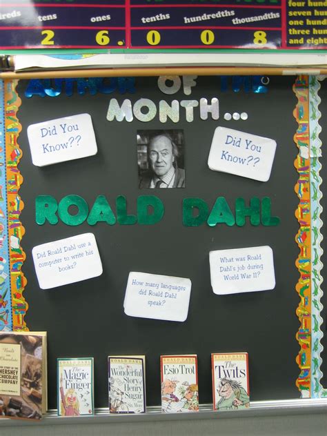 Author Of The Month Bulletin Board School Library Teaching Language