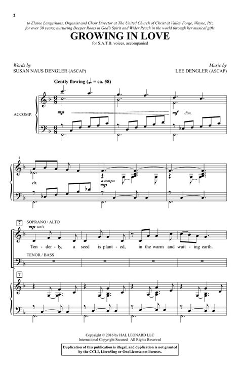 Growing In Love Por Lee Dengler Partituras Para Satb Coro En Sheet