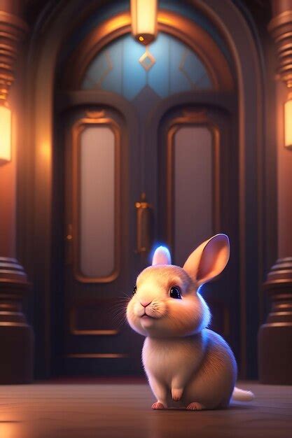 Premium Ai Image A Rabbit In Front Of A Door That Says The Rabbit