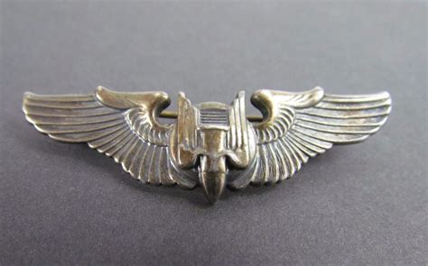 Wwii Sterling Silver Pilots Wings Us Army Air Force Bomb Bombardiers Pin Ww2 Military