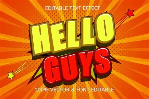 Premium Vector Hello Guys Editable Text Effect