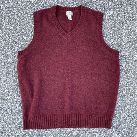 Ll Bean Sweater Vest Mens Extra Large Red Maroon Shetland Wool Vintage