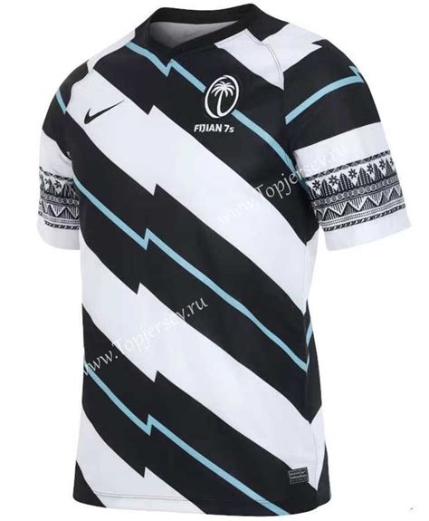 2021 2022 Fiji Sevens Away Black White Rugby Shirt Fiji Topjersey