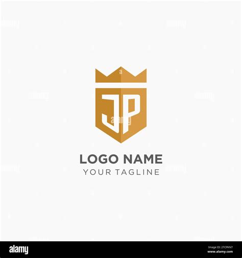 Monogram JP Logo With Geometric Shield And Crown Luxury Elegant