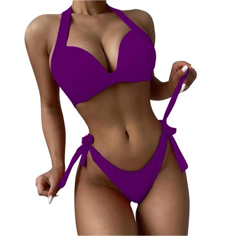 QUYUON Bikini Swimsuits For Women Two Piece Halter Bathing Suit Modest