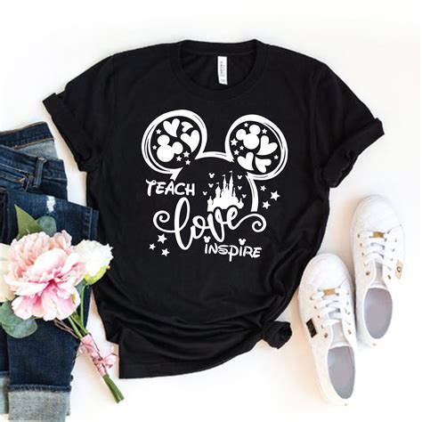 Disney Teacher Shirt Teacher Disney Shirt Teach Love Inspire Etsy