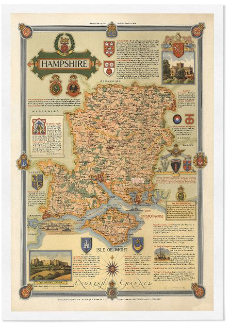 Vintage Map of Hampshire, England | High Quality Reproductions – Posterist