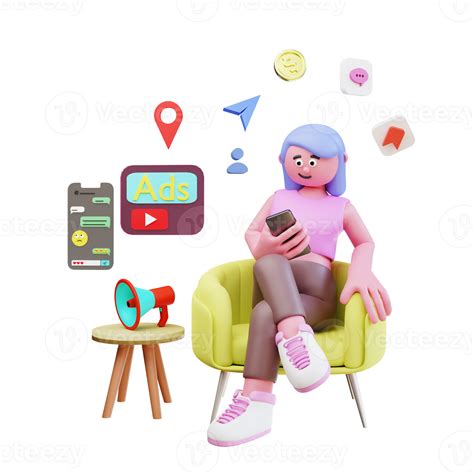 3d Character Person Doing Social Media Digital Marketing 11665526 Png