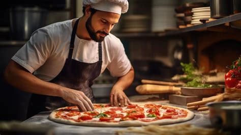 Premium AI Image | Chef cooks italian pizza in the kitchen