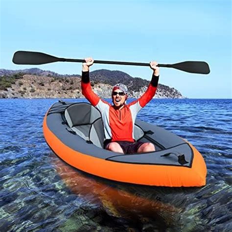 Bonnlo Inflatable Kayak 2 Person Foldable Tandem Kayak for Recreational Touring with 2 Kayak ...