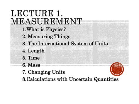 Lecture System Of Measurements Si Units Ppt