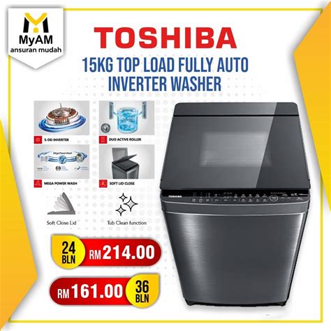 Mesin Basuh Toshiba 15kg Auto Inverter Washing Machine Ansuran Mudah Tv And Home Appliances