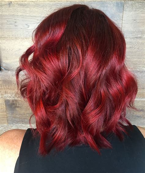 Fiery Red With Red Violet Shadow Root Vibrant Red Bright Red Ombre