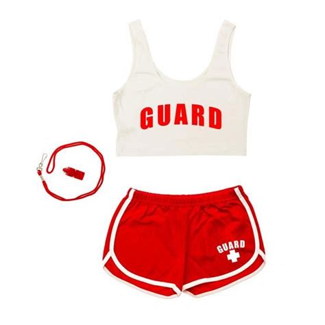 Womens Crop Lifeguard Costume Lifeguard Costume Lifeguard Halloween