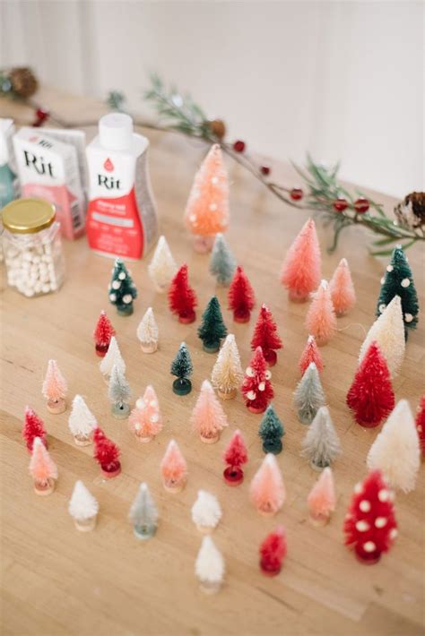 How To Dye Bottle Brush Trees In The Cutest Colours For Christmas The Diy Mommy