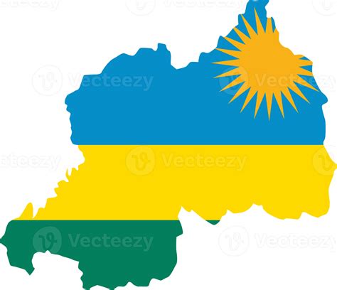 Rwanda map city color of country flag. 12096523 PNG