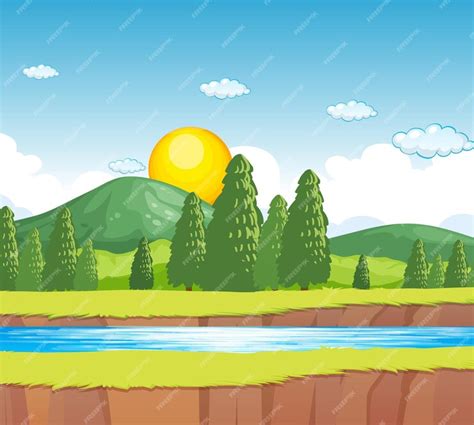 Free Vector | Nature river scene background