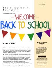 Social Justice In Education Newsletter Docx August 15 2021 Social