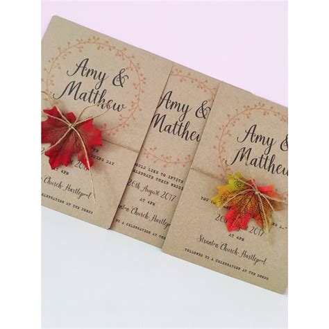 Autumn Wedding Invitations Autumn Leaves Wedding Invite