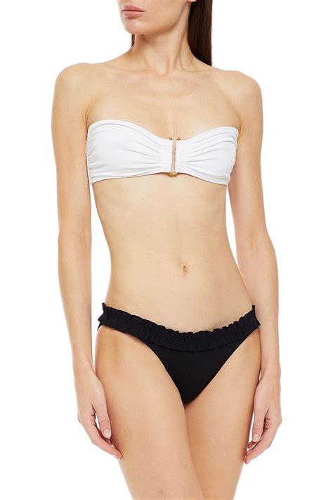 Vix Paula Hermanny Belle Ruffled Stretch Cloqu Low Rise Bikini Briefs