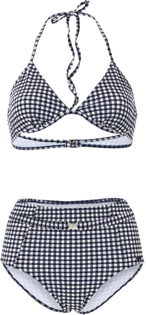 fashy Damen Gino Lapis Serie Lurex Check Bikini Set weiß 42 B Amazon de Fashion