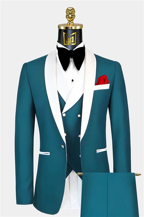 Teal Blue Tuxedo With White Trim Gentleman S Guru