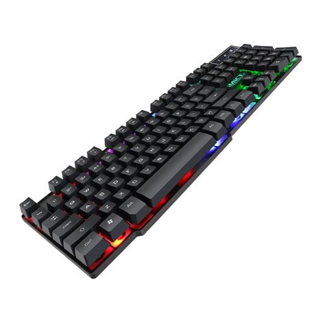 Gaming Keyboard RGB LED Light Backlit Gamer USB Wired Silent Keyboard ...