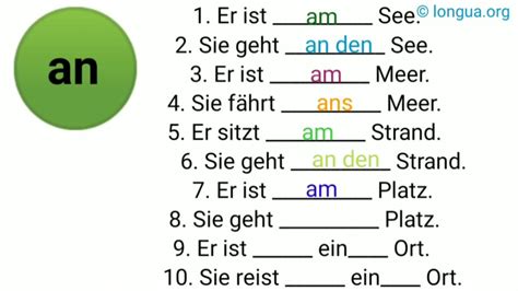 Wechselpräpositionen an in vor Präpositionen zu von zum zur