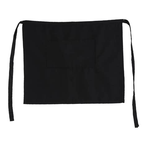 Tebru Black Half Waist Short Aprons With Pockets For Home Kitchen Pub