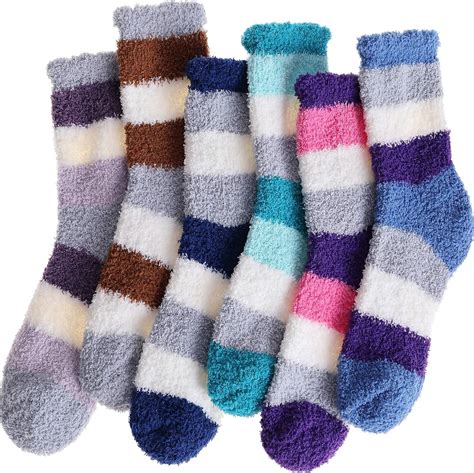 6 Pairs Fuzzy Socks Warm Winter Slipper Fluffy Sleep Cozy Comfy Socks For Mens Womens