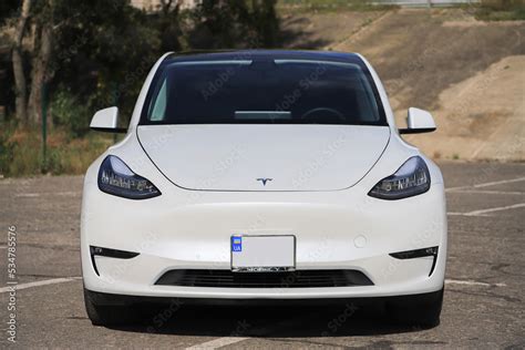 Front View Exterior Of The Car Tesla Model Y Stock Photo Adobe Stock