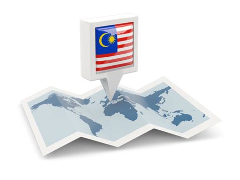 Square Pin With Map Illustration Of Flag Of Malaysia