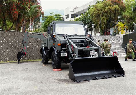 Military Unimog With Backhoe And Front Loader Unimog Mercedes Benz