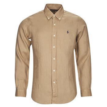 Polo Ralph Lauren Chemise Coupe Droite En Lin Camel Bezp Atna Dostawa