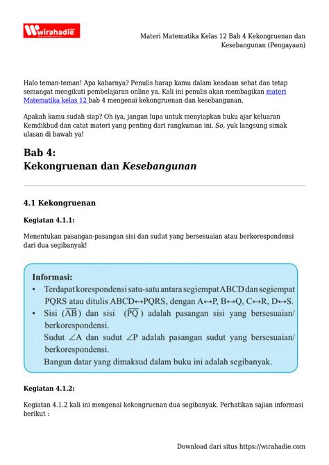 Solution Materi Matematika Kelas Bab Kekongruenan Dan