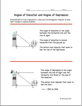 Lesson Plan Angle Of Elevation And Depression