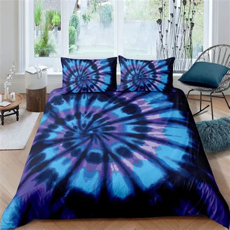 Purple Tie Dye Bedding Set Blue Tie Dye Bedding Duvet Cover Spiral Tie