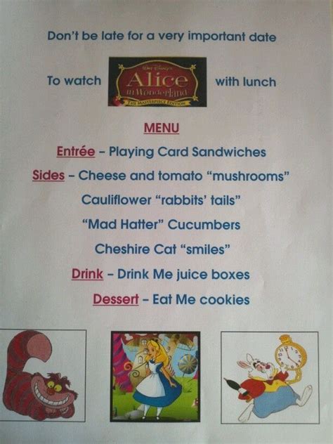 Printable Disney Movie Night Menus Pdf