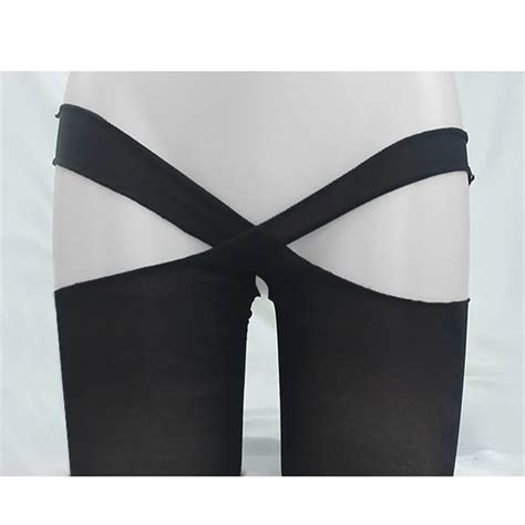 Bas mis bas Bas à entrejambe ouvert pour femmes collants sexy bandage