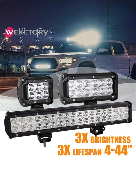 Weketory Barra De Luz LED De Trabajo 4 7 12 17 Pulgadas 18W 36W