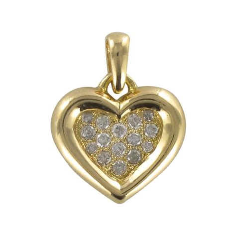 Pendentif or jaune diamant en cœur Pendentif cœur diamant