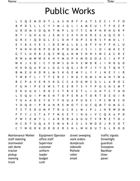 Public Works Word Search Wordmint