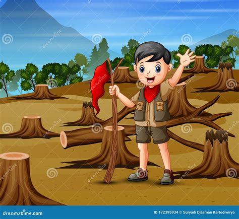 Deforestation Scene With Chopped Woods Illustration Cartoon Vector ...