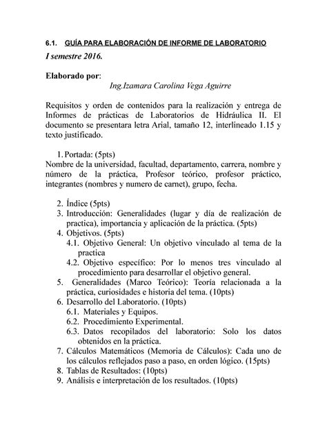 Guía Para Elaboración De Informe De Laboratorio 6 Para De Informe De