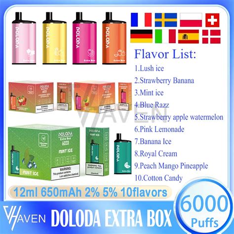 Original DOLODA EXTRA BOX 6000 Puff Disposable E Cigarettes 1 2ohm Mesh