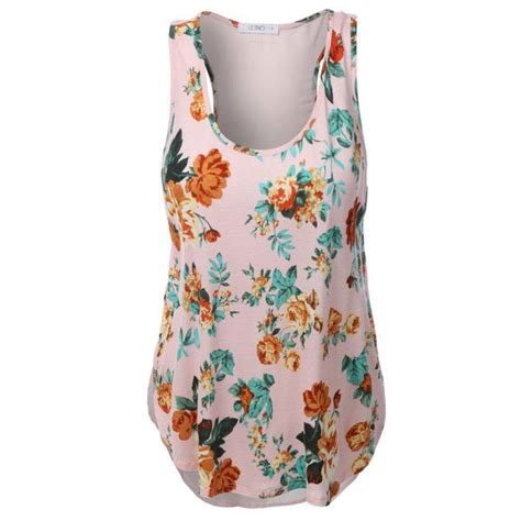 Le3no Womens Lightweight Floral Print Mesh Back Racerback Tank Top