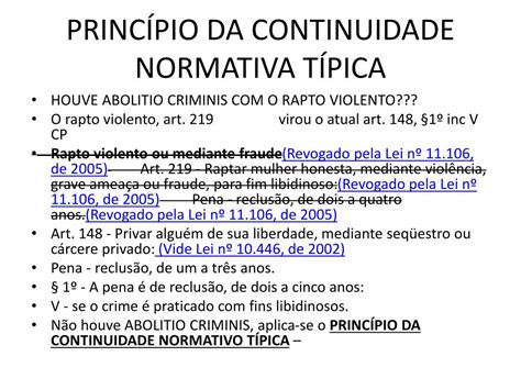 PrincÃpio Da Continuidade Normativa TÃpica nosta