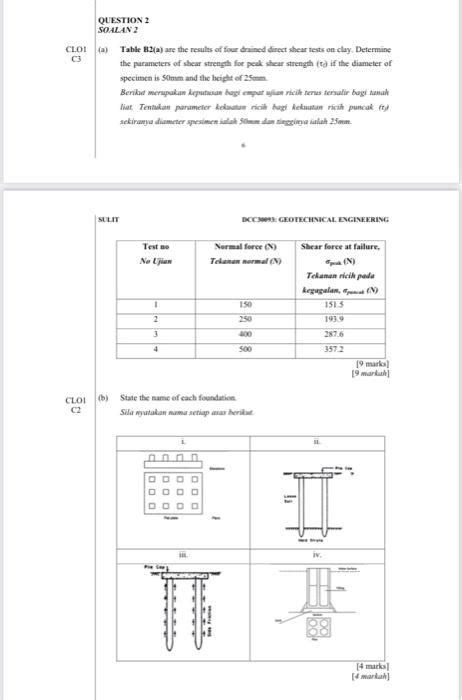 Solved Question Soalan Cloi A Table A Are The Chegg