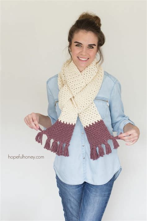 Tasseled Chunky Scarf Crochet Pattern Hopeful Honey